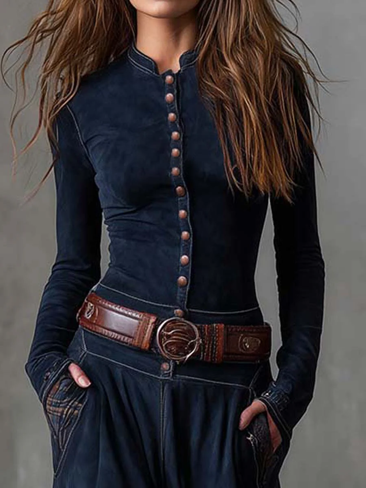 Azucena - Vestido maxi de ante con cinturón