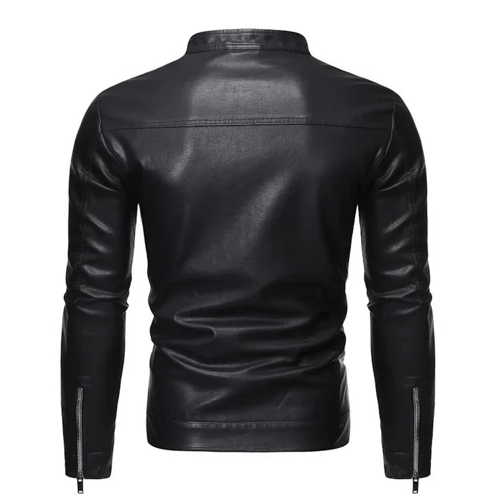 Chaqueta de piel con cuello alto